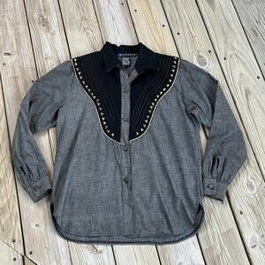 IB Diffusion Women's Vintage Western Shirt Grey And Black Size 8